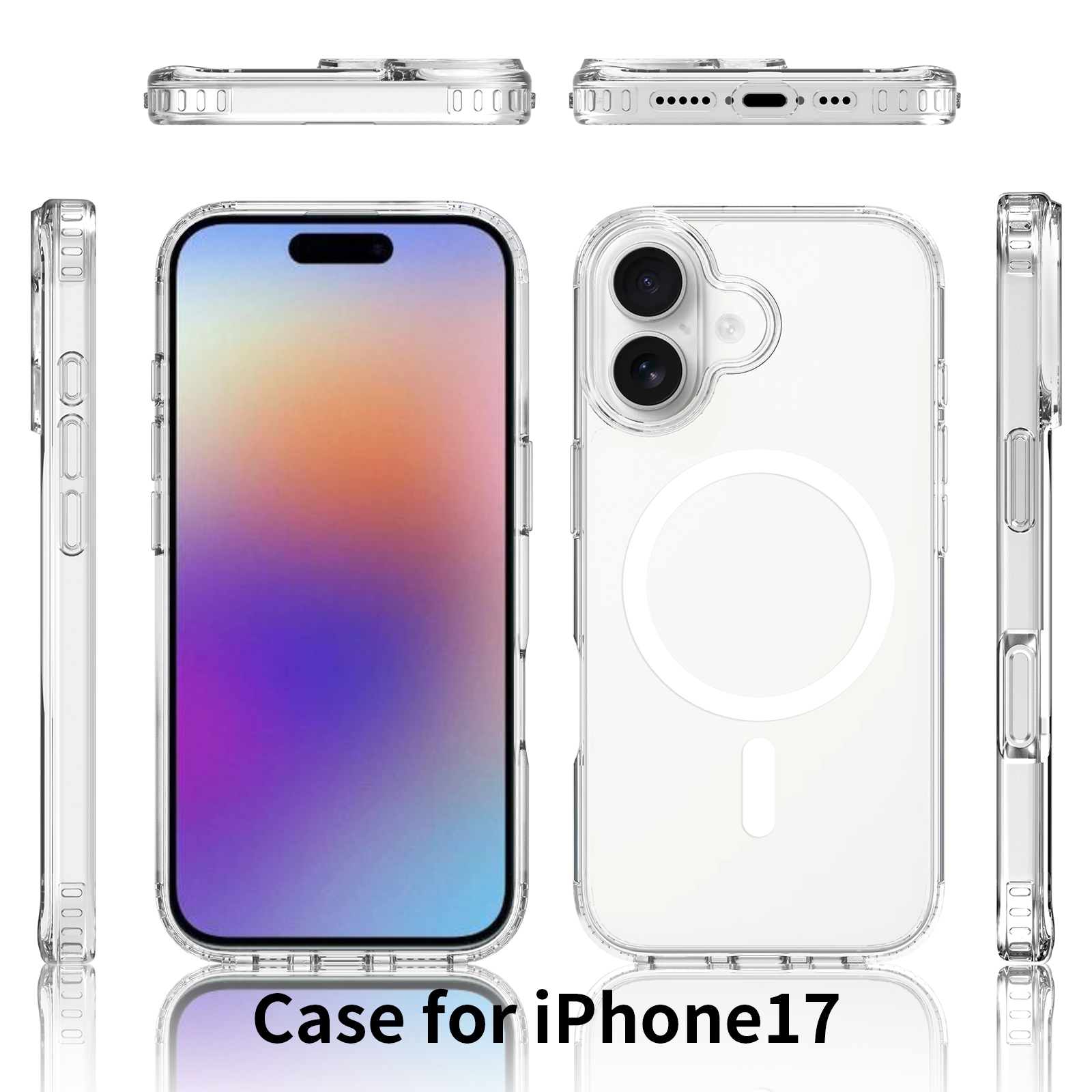TPU+PC Clear Magnetic Case for iPhone 17 Pro Max - Air Shockproof Protective Shell